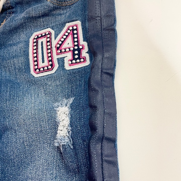 Justice Size 8 Girls Jeans Pull On Drawstring Simply Low Embellished Distressed - Picture 3 of 12